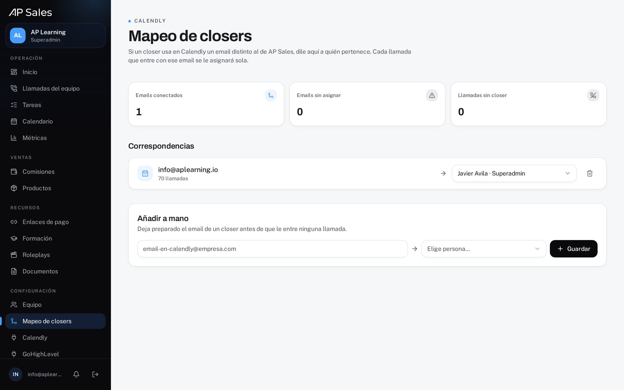 Mapeo de closers